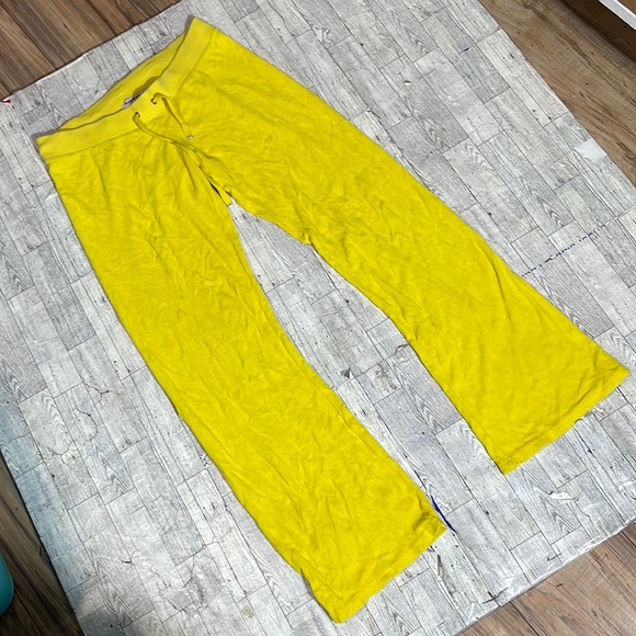 Juicy Couture Pants - Juicy couture yellow terry cloth pants w/drawstring waist Sz M  Final day ☀️